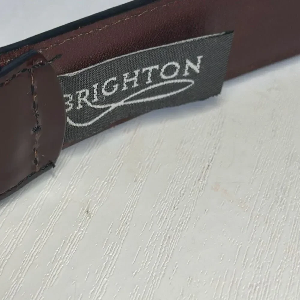 Brighton Genuine Leather Belt‎ Mens 40 Brown Solid Brass Buckle English Calf